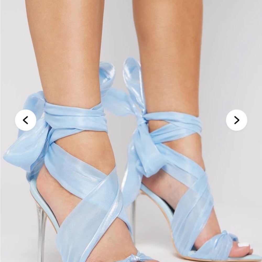 Fashion Nova Light Blue Wrap Heels